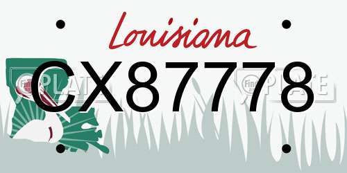 CX87778 Louisiana License Plate