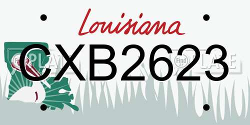 CXB2623 Louisiana License Plate