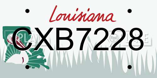 CXB7228 Louisiana License Plate