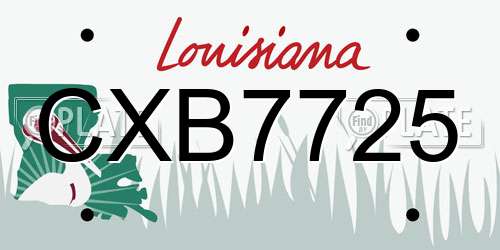 CXB7725 Louisiana License Plate