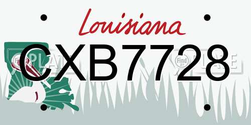 CXB7728 Louisiana License Plate