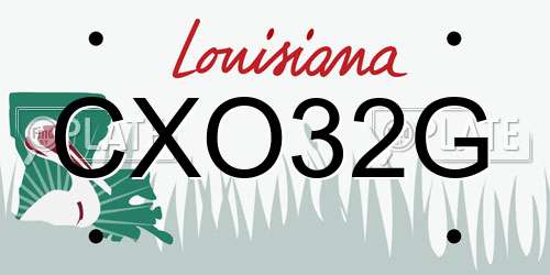 CXO32G Louisiana License Plate