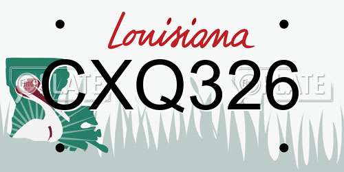 CXQ326 Louisiana License Plate