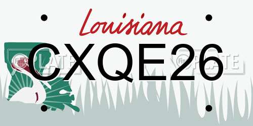 CXQE26 Louisiana License Plate