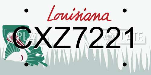 CXZ7221 Louisiana License Plate