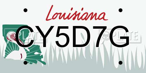 CY5D7G Louisiana License Plate