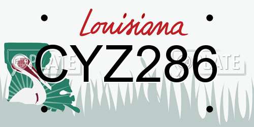 CYZ286 Louisiana License Plate