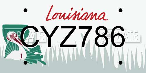 CYZ786 Louisiana License Plate