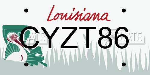 CYZT86 Louisiana License Plate