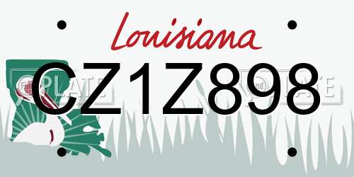 CZ1Z898 Louisiana License Plate