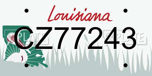 CZ77243 Louisiana License Plate