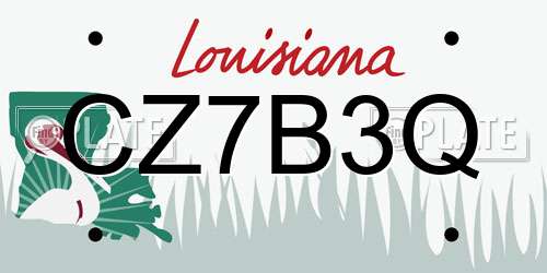 CZ7B3Q Louisiana License Plate