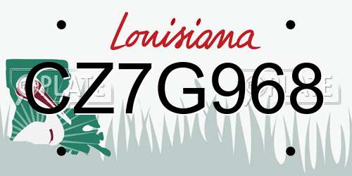 CZ7G968 Louisiana License Plate