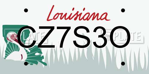 CZ7S3O Louisiana License Plate