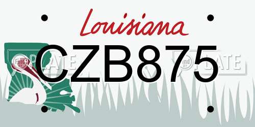 CZB875 Louisiana License Plate