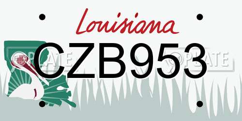 CZB953 Louisiana License Plate