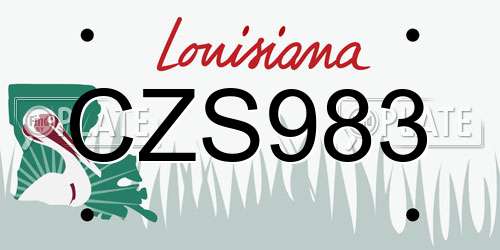 CZS983 Louisiana License Plate