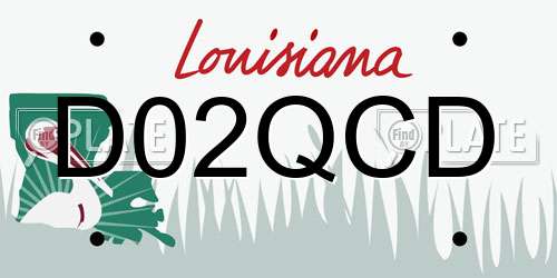 D02QCD Louisiana License Plate