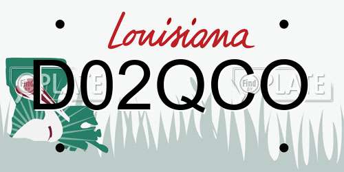 D02QCO Louisiana License Plate