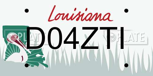 D04ZTI Louisiana License Plate
