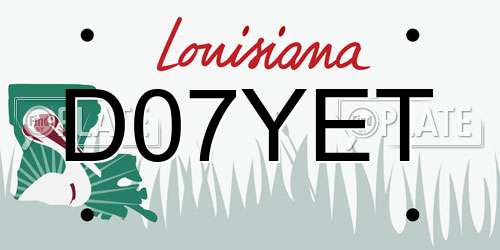 D07YET Louisiana License Plate