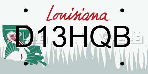 D13HQB Louisiana License Plate