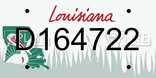 D164722 Louisiana License Plate