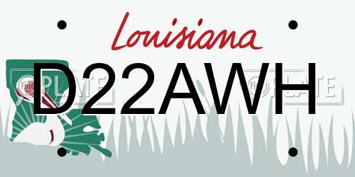 D22AWH Louisiana License Plate