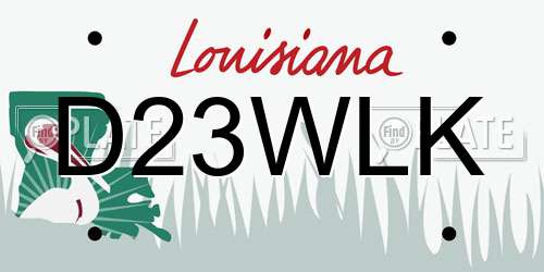 D23WLK Louisiana License Plate