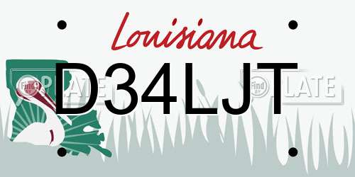 D34LJT Louisiana License Plate