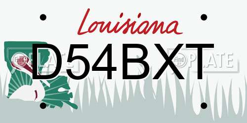 D54BXT Louisiana License Plate