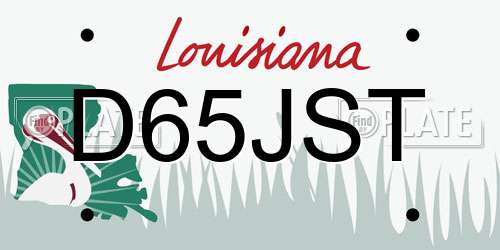 D65JST Louisiana License Plate