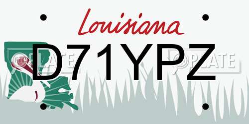 D71YPZ Louisiana License Plate