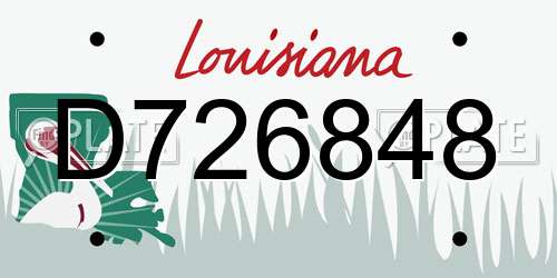 D726848 Louisiana License Plate