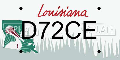 D72CE Louisiana License Plate