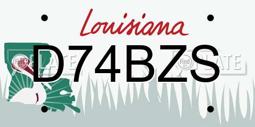 D74BZS Louisiana License Plate