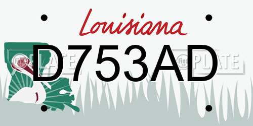 D753AD Louisiana License Plate