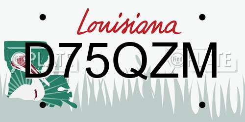D75QZM Louisiana License Plate