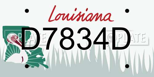 D7834D Louisiana License Plate