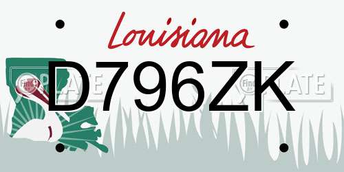 D796ZK Louisiana License Plate