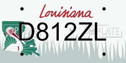 D812ZL Louisiana License Plate