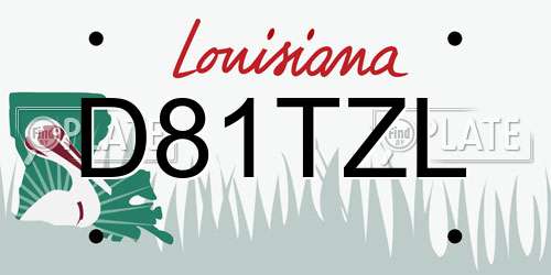 D81TZL Louisiana License Plate