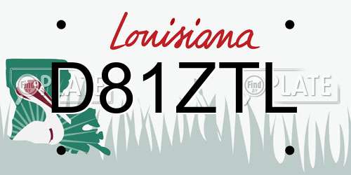 D81ZTL Louisiana License Plate