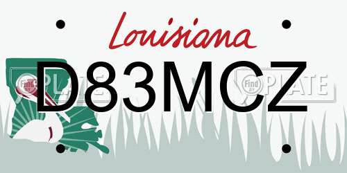 D83MCZ Louisiana License Plate