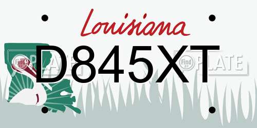 D845XT Louisiana License Plate