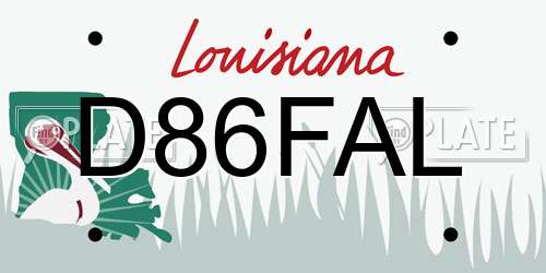 D86FAL Louisiana License Plate