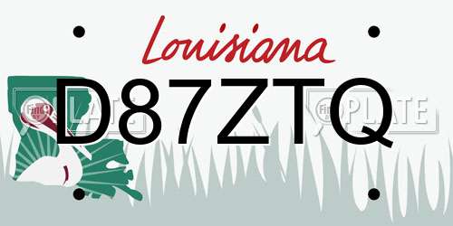 D87ZTQ Louisiana License Plate