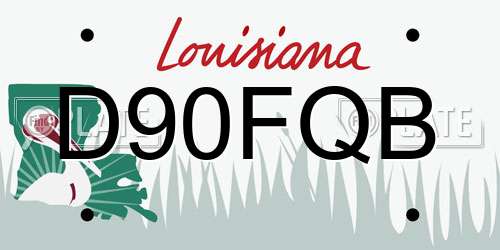 D90FQB Louisiana License Plate