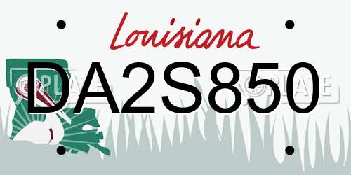 DA2S850 Louisiana License Plate