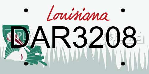DAR3208 Louisiana License Plate